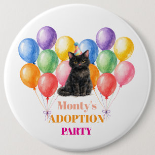 Bóton Redondo 15.24cm Festa de Adoção Dia da Captura Gato Preto Animal d