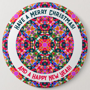 Bóton Redondo 15.24cm Festa de Natal Moderna Colorida Alegre Personaliza