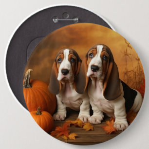 Bóton Redondo 15.24cm Filhote de Basset Hound Delícia de Outono Abóbora 