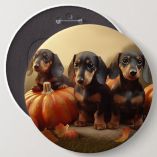 Bóton Redondo 15.24cm Filhote de Dachshund Delícia de Outono Abóbora