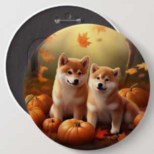 Bóton Redondo 15.24cm Filhote de Shiba Inu Delícia de Outono Abóbora