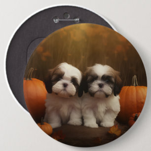 Bóton Redondo 15.24cm Filhote de Shih Tzu Delícia de Outono Abóbora 
