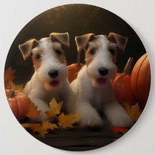 Bóton Redondo 15.24cm Filhote de Wire Fox Terrier Outono Prazer Abóbora