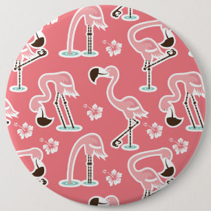 Bóton Redondo 15.24cm Flamingo cor-de-rosa que repete o botão do teste