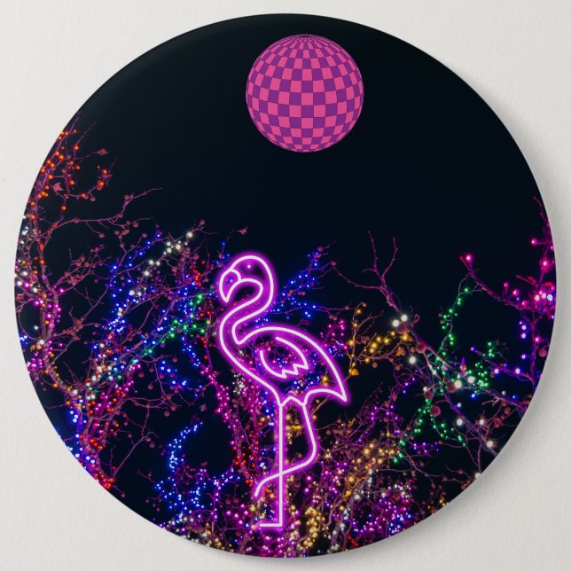 Bóton Redondo 15.24cm Flamingo na festa de dança. (Frente)