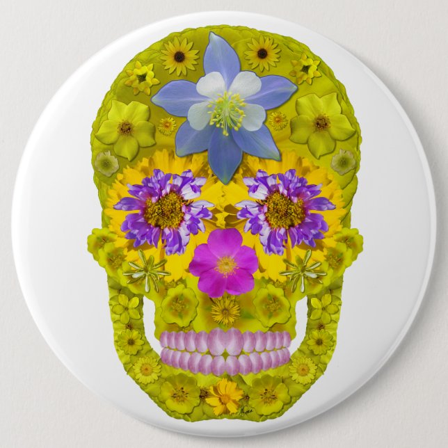 Bóton Redondo 15.24cm Flor - Crânio 3 (Frente)