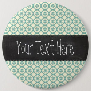 Bóton Redondo 15.24cm Floral azul esverdeado & de creme; Quadro do