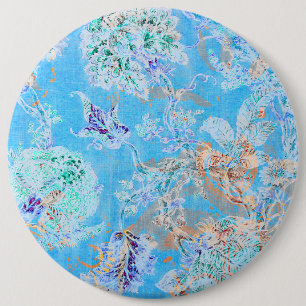 Bóton Redondo 15.24cm Floral pastel azul fofo