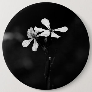 Bóton Redondo 15.24cm floral preto e branco mínimo