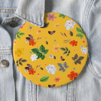 Bóton Redondo 15.24cm Flores Amarelas e Rosas Brancas 10