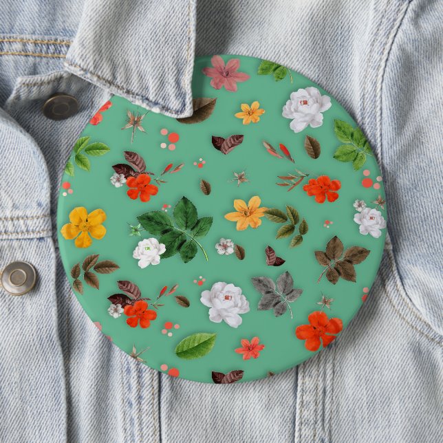 Bóton Redondo 15.24cm Flores Amarelas e Rosas Brancas 14 (In Situ)