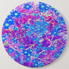 Bóton Redondo 15.24cm Flores bonito de Azul Violeta e Verde limão