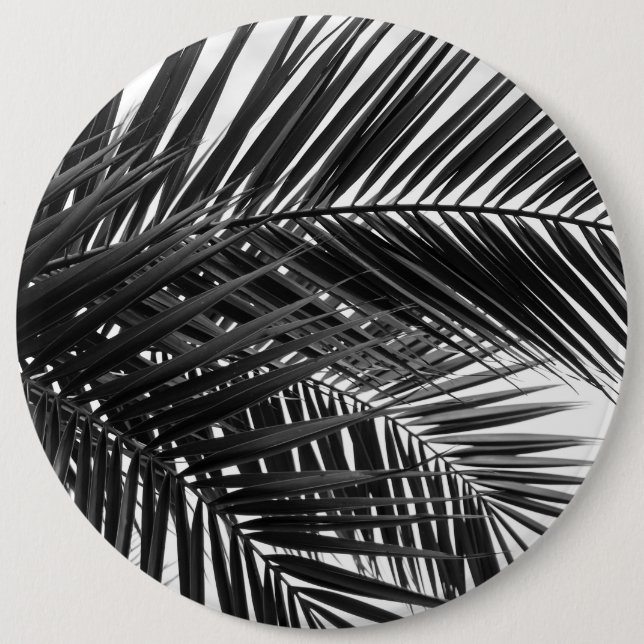 Bóton Redondo 15.24cm Folhas de Palma Tropicais - Fotografia Preta e Bra (Frente)