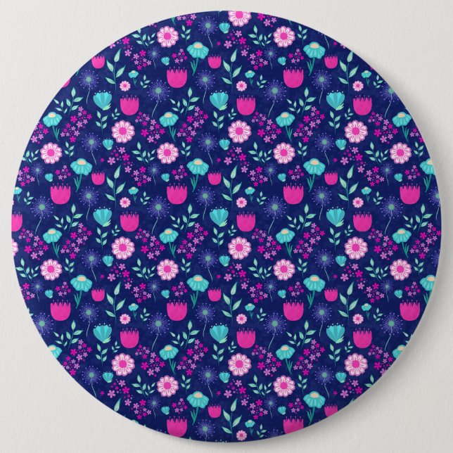 Bóton Redondo 15.24cm Fundo com padrão floral fofo (Frente)