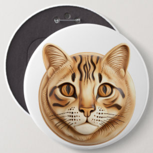 Bóton Redondo 15.24cm Gato Bengala 3D Inspirado