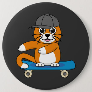 Bóton Redondo 15.24cm Gato de Laranja Cachorro em Cartoon