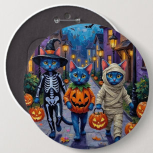 Bóton Redondo 15.24cm Gatos Azul Russo em Fantasias de Halloween