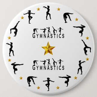 Bóton Redondo 15.24cm Ginástica, Mulher, Estrelas Douradas