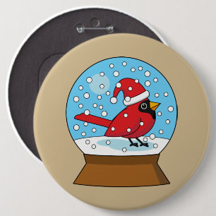 Bóton Redondo 15.24cm Globo de Neve com Cardeal Vermelho Bonito