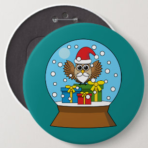 Bóton Redondo 15.24cm Globo de Neve com Santa Claus Owl