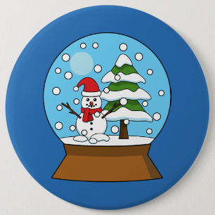 Bóton Redondo 15.24cm Globo de Neve com Snowman e Pine Tree