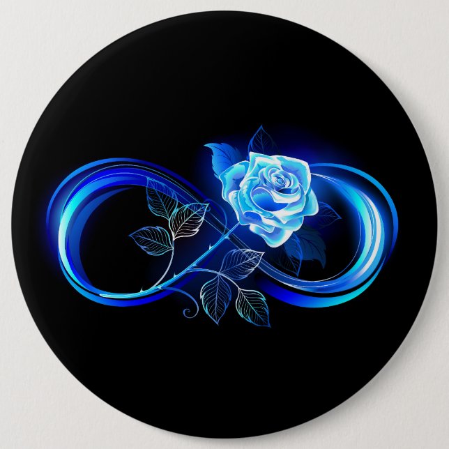 Bóton Redondo 15.24cm Glowing infinity with blue rose (Frente)