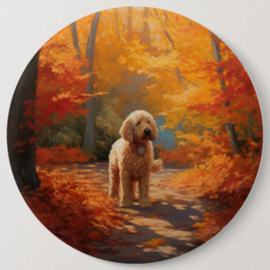 Bóton Redondo 15.24cm Goldendoodle no outono deixa cair inspiração
