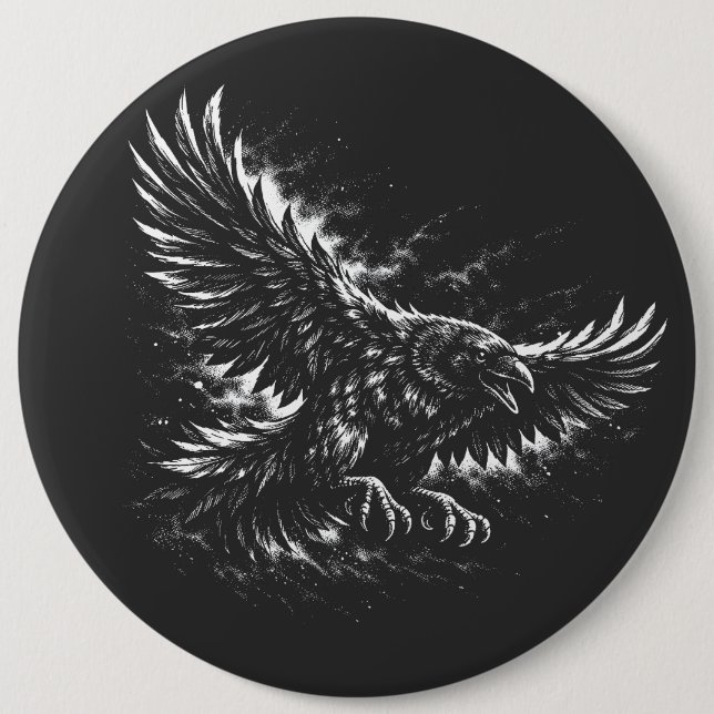 Bóton Redondo 15.24cm Gothic Raven – por BurnsInHell (Frente)