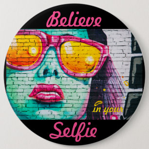 Bóton Redondo 15.24cm Grafite acredita no botão Selfie