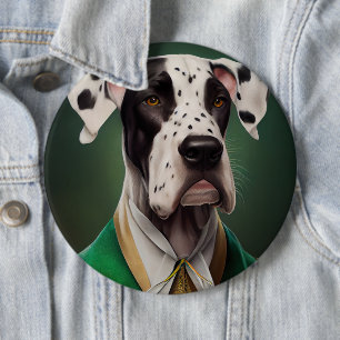 Bóton Redondo 15.24cm Grande Cão Dinamarquês vestido para o Dia de São P