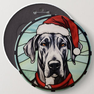 Bóton Redondo 15.24cm Grande Danês Vidro Pintado Natal