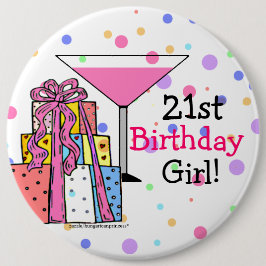 Bóton Redondo 15.24cm Grande menina do aniversário de 21 anos