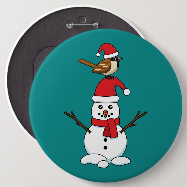 Bóton Redondo 15.24cm Grátis Sparrow em Snowman (Frente & Verso)