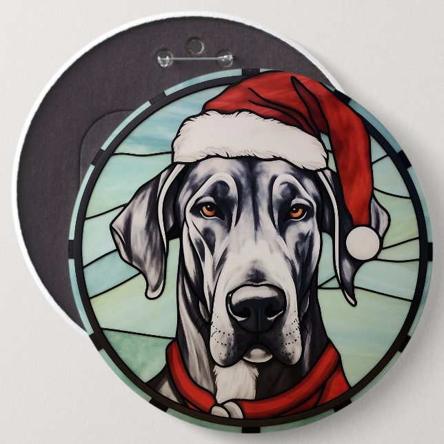 Bóton Redondo 15.24cm Great Dane StainGlass Natal (Frente & Verso)