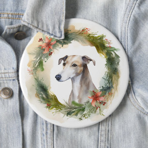 Bóton Redondo 15.24cm Greyhound Christmas Wreath Festivo Pup