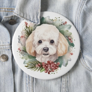 Bóton Redondo 15.24cm Grinalda de Natal de Poodle Pupila Festiva
