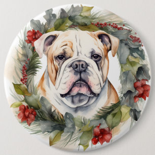Bóton Redondo 15.24cm Grinalda de Natal do Bulldog Pupila Festiva