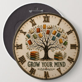 Bóton Redondo 15.24cm Grow Your Mind Book Reading Teacher Gift