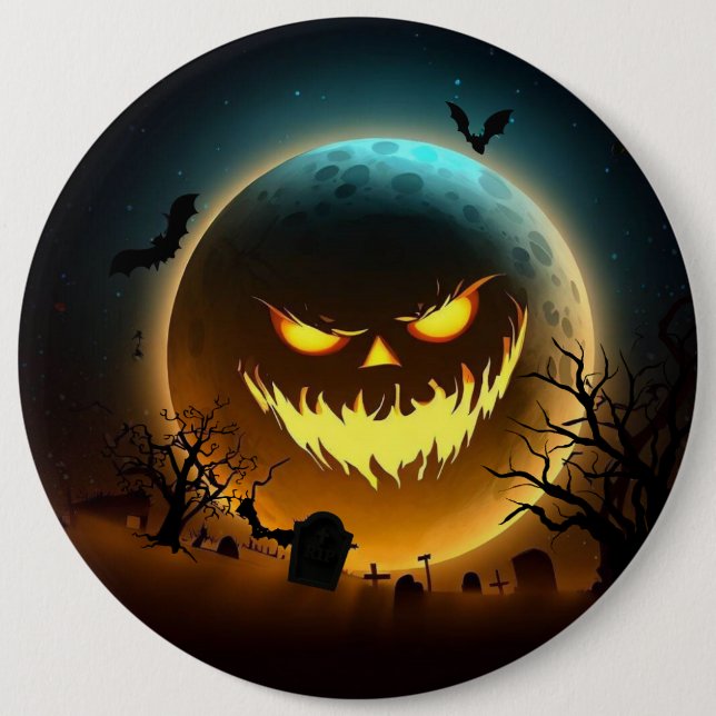 Bóton Redondo 15.24cm Halloween/abóbora/lua/queda (Frente)