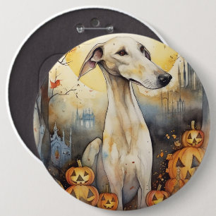 Bóton Redondo 15.24cm Halloween Greyhound Com Pumpkins Assustado