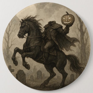 Bóton Redondo 15.24cm Halloween/Outono de Cavaleiro Sem Cabeça Vintage/G