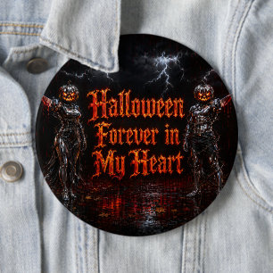 Bóton Redondo 15.24cm Halloween Para Sempre No Meu Coração Abóbora Gótic