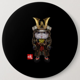 Bóton Redondo 15.24cm Hamster De Cinzas Com Samurai Japonês