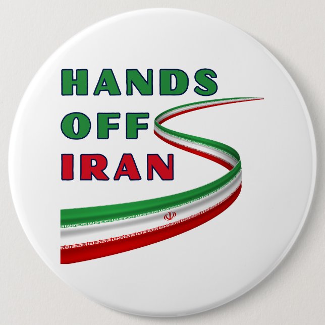 Bóton Redondo 15.24cm Hands Off Iran (Frente)