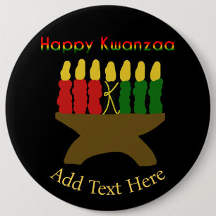 Bóton Redondo 15.24cm Happy Kwanzaa Kinara