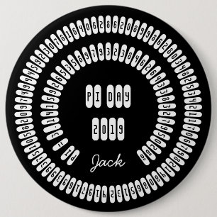 Bóton Redondo 15.24cm Happy Pi Day 2019 - Dígitos Matemáticos 3.14