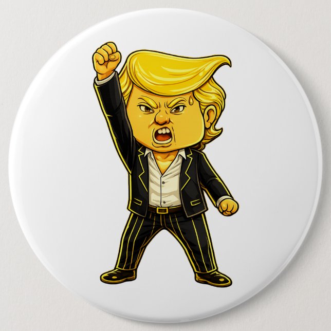 Bóton Redondo 15.24cm Happy Trump Lapelle Fight Fight Chibi Cartoon Meme (Frente)
