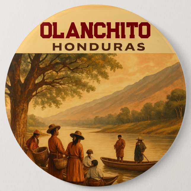 Bóton Redondo 15.24cm  Honduras Olanchito Retro poster (Frente)