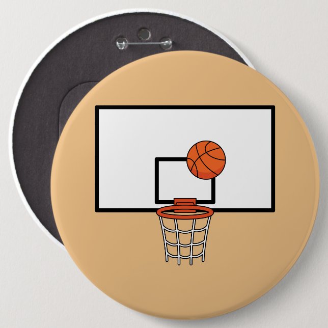 Bóton Redondo 15.24cm Hoop de basquetebol (Frente & Verso)
