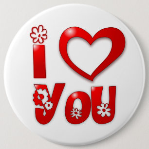 BÓTON REDONDO 15.24CM "I LOVE YOU" GROOVY FLOWERS BUTTON